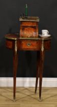 A Louis XV Revival gilt metal mounted rosewood and kingwood bonheur du jour, of small and neat