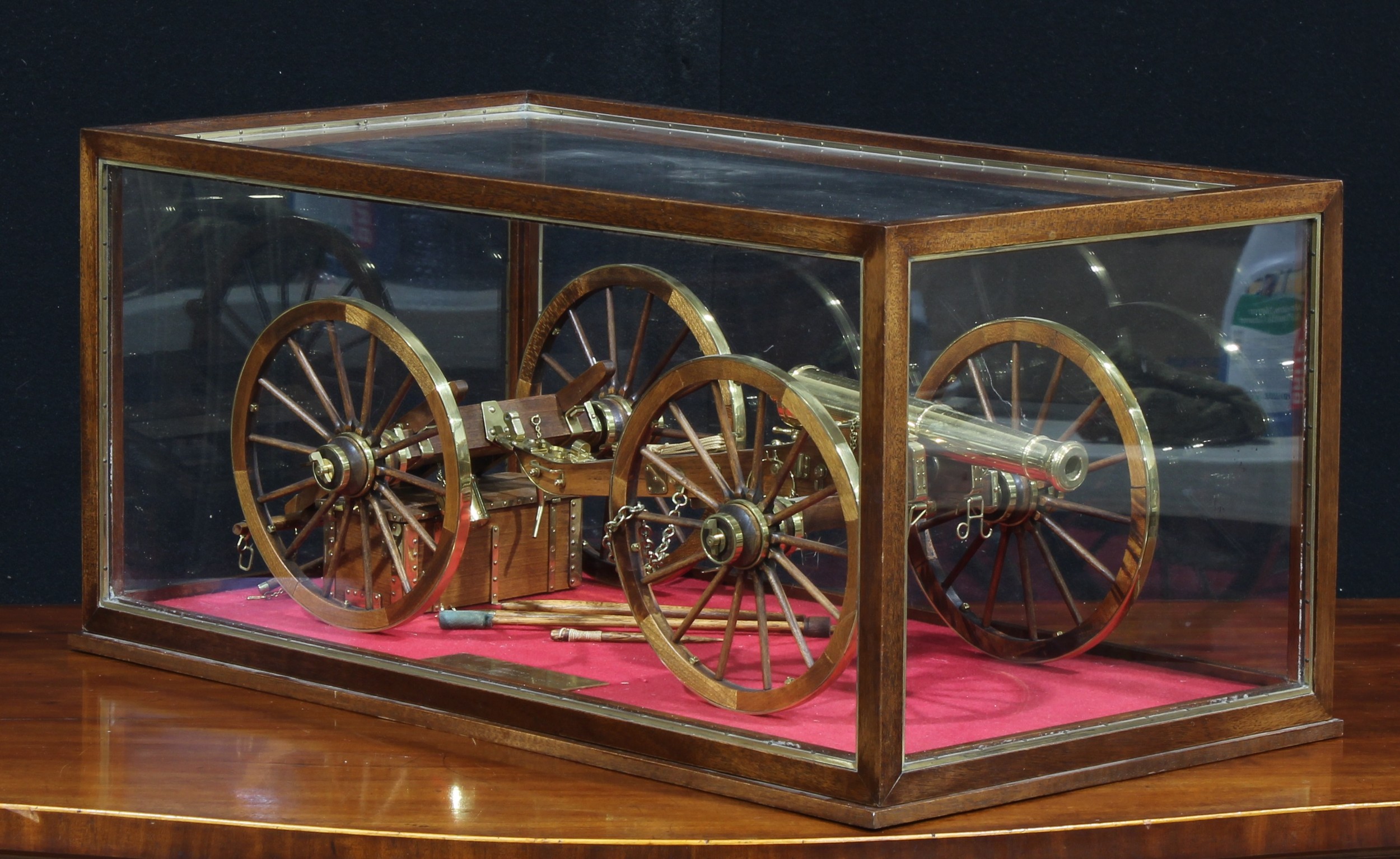 A cherry and brass 1:8 scale model, of an American six pounder gun, carriage and limber of c.1849, - Image 2 of 2