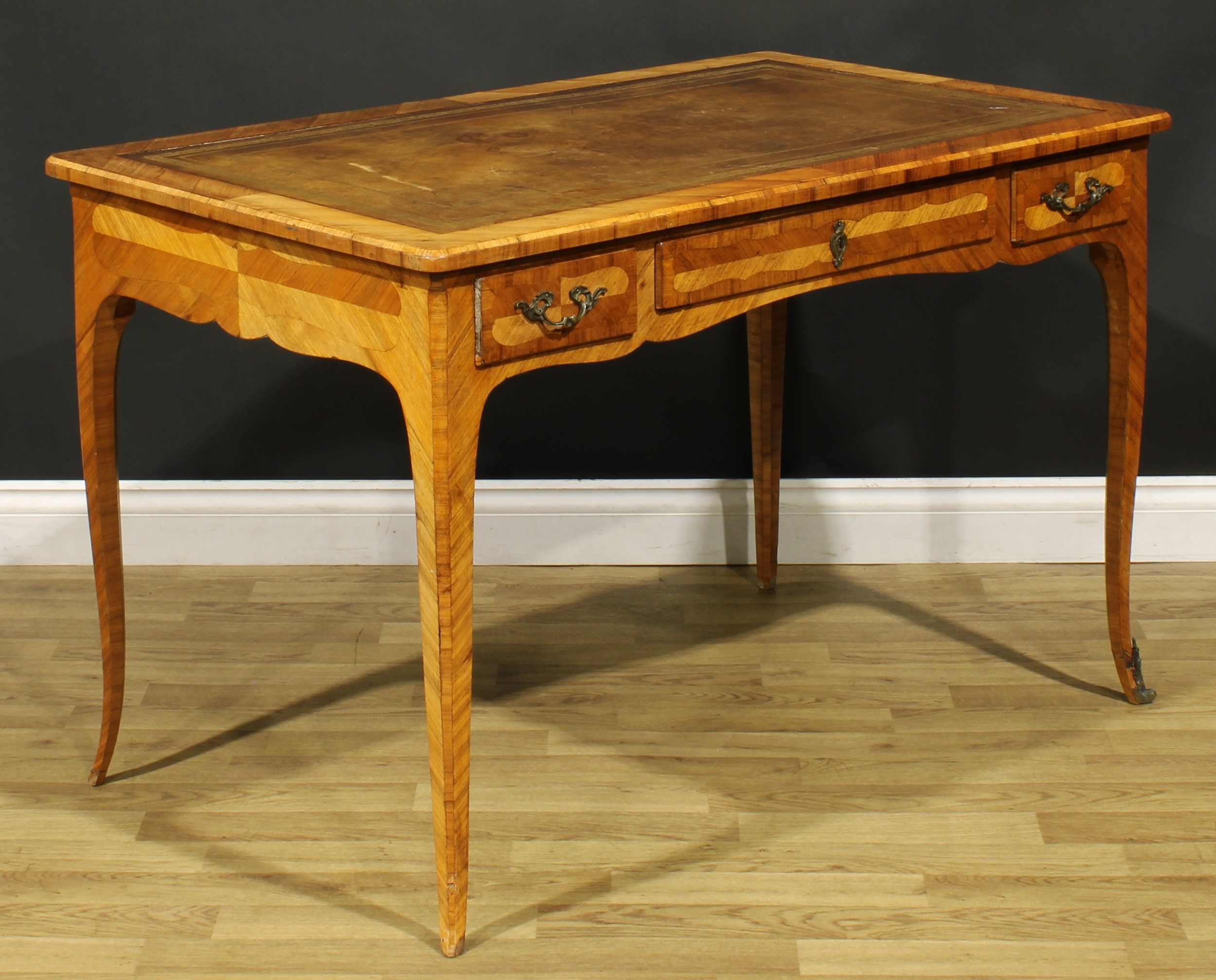 A 19th century French kingwood bureau plat, in the Louis XV Revival taste, rounded rectangular top - Image 3 of 6