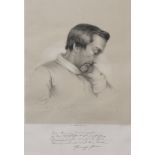 European Literature - portrait of Christian Johann Heinrich Heine (1797-1856) lithograph, 65.5cm x