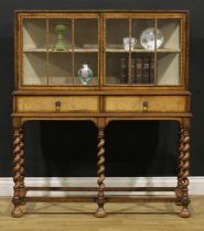 An early 20th century Queen Anne style walnut bookcase or display cabinet, by Hamptons, Pall Mall