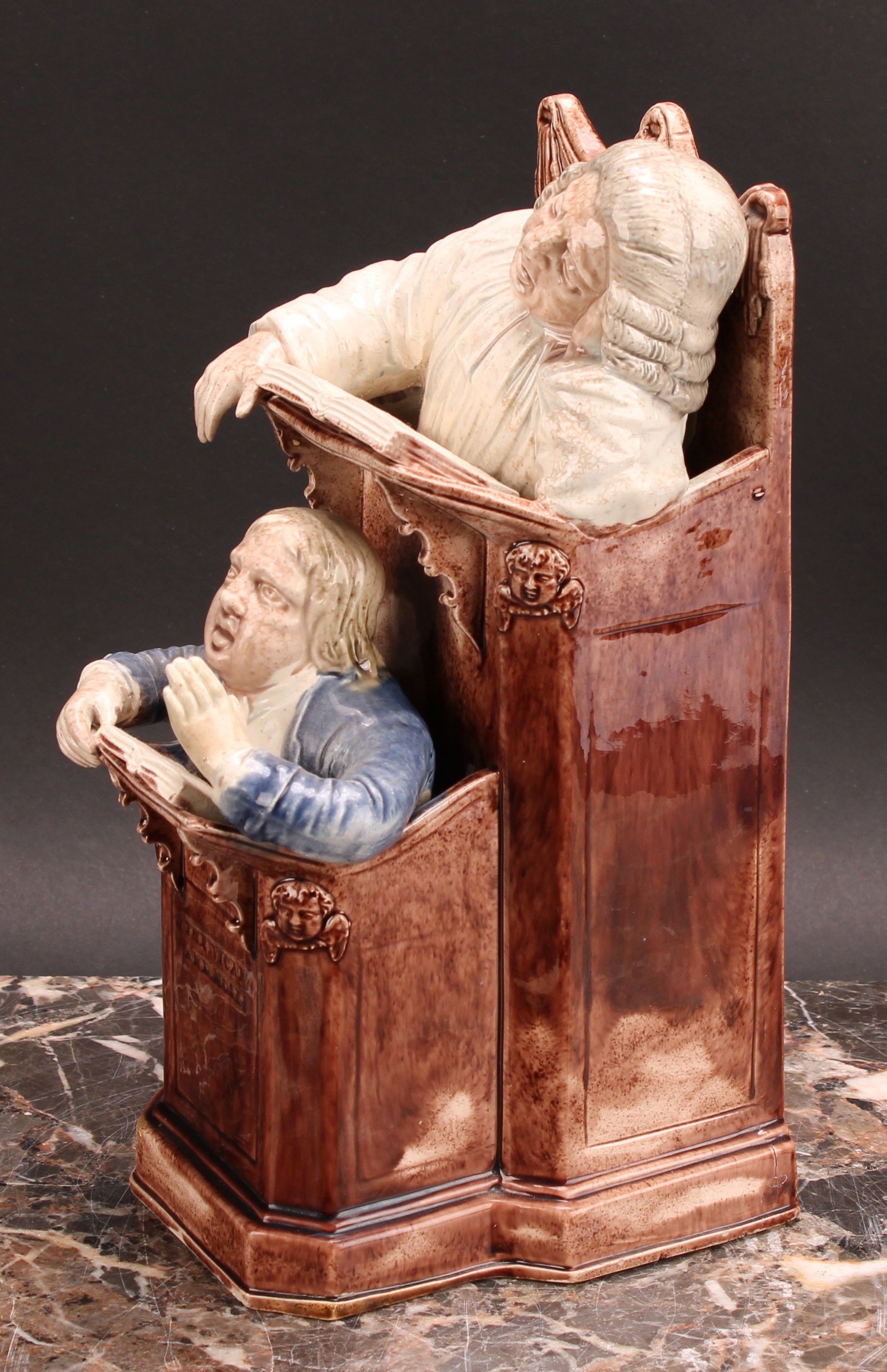 A Staffordshire pearlware figure group, The Vicar and Moses, with a sleeping vicar in the higher - Image 4 of 6