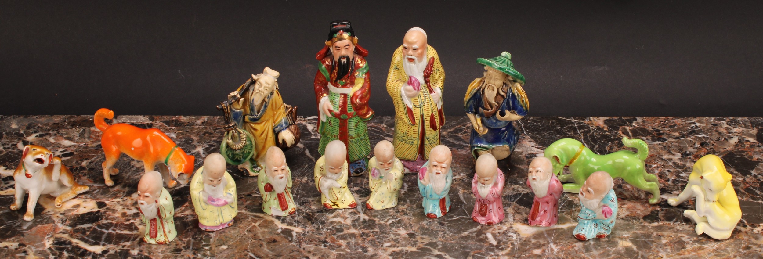 A collection of Chinese Republican porcelain miniature figures, including Shou Lao, immortals, - Image 2 of 2