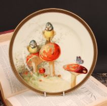 A Cauldon circular cabinet plate, painted by R. Barratt, signed, previously a Derby artist, with