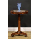 A George/William IV rosewood pedestal centre or lamp table, circular top with beaded border and