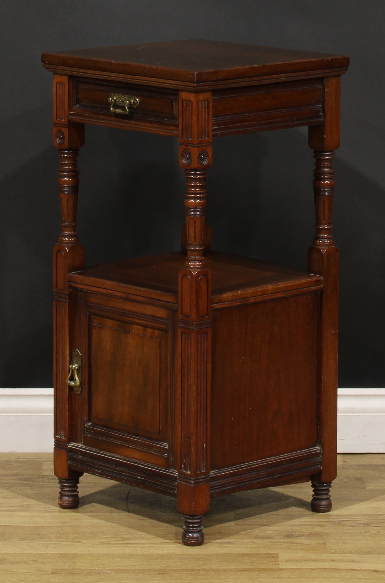 An Aesthetic Movement walnut bedroom cabinet, by Gillows of Lancaster and London, stamped L14946, - Image 5 of 7