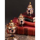 A Royal Crown Derby 1128 Imari pattern two-handled ovoid pedestal vase, matched domed cover,