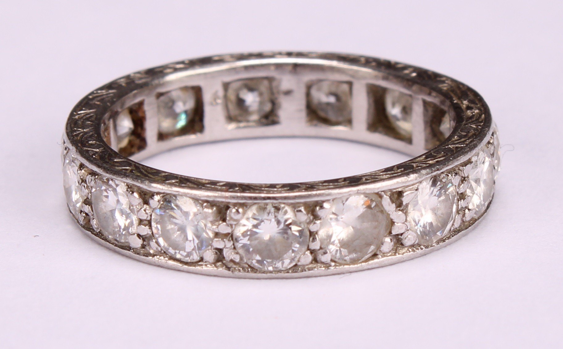 A diamond and platinum full eternity ring, the 15 round brilliant cut stones pave set, 1.5ct - Image 2 of 5