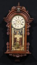 A 19th century American walnut wall clock, Columbia, by William L Gilbert Clock Company, Winstead,