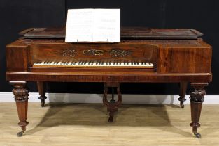 An early Victorian rosewood square piano, by Collard & Collard, London, serial number 9562,