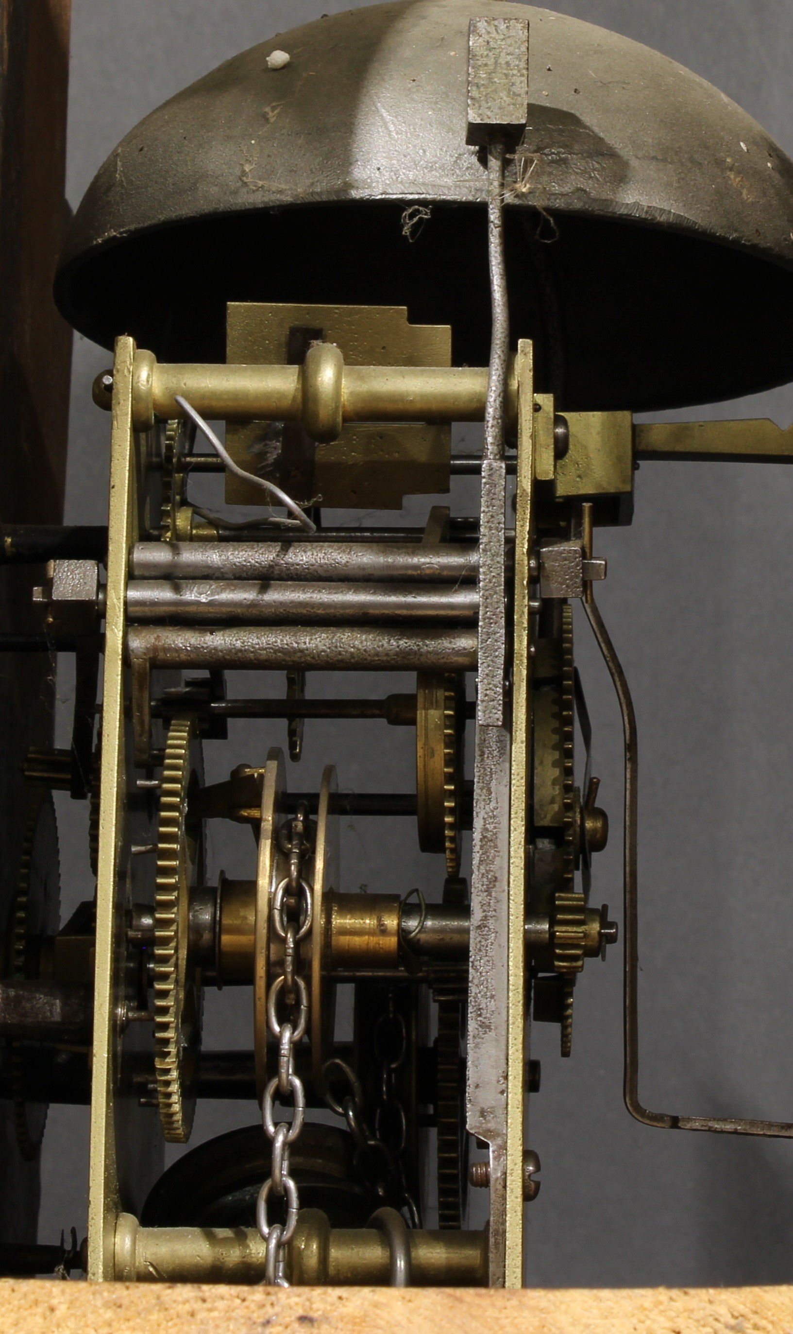 A George III mahogany and oak longcase clock, 31cm arched painted dial inscribed Jno Rogers, - Image 6 of 6