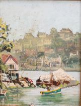 English School (20th century) A Cornish Harbour, oil on hardboard, 34.5cm x 26.5cm