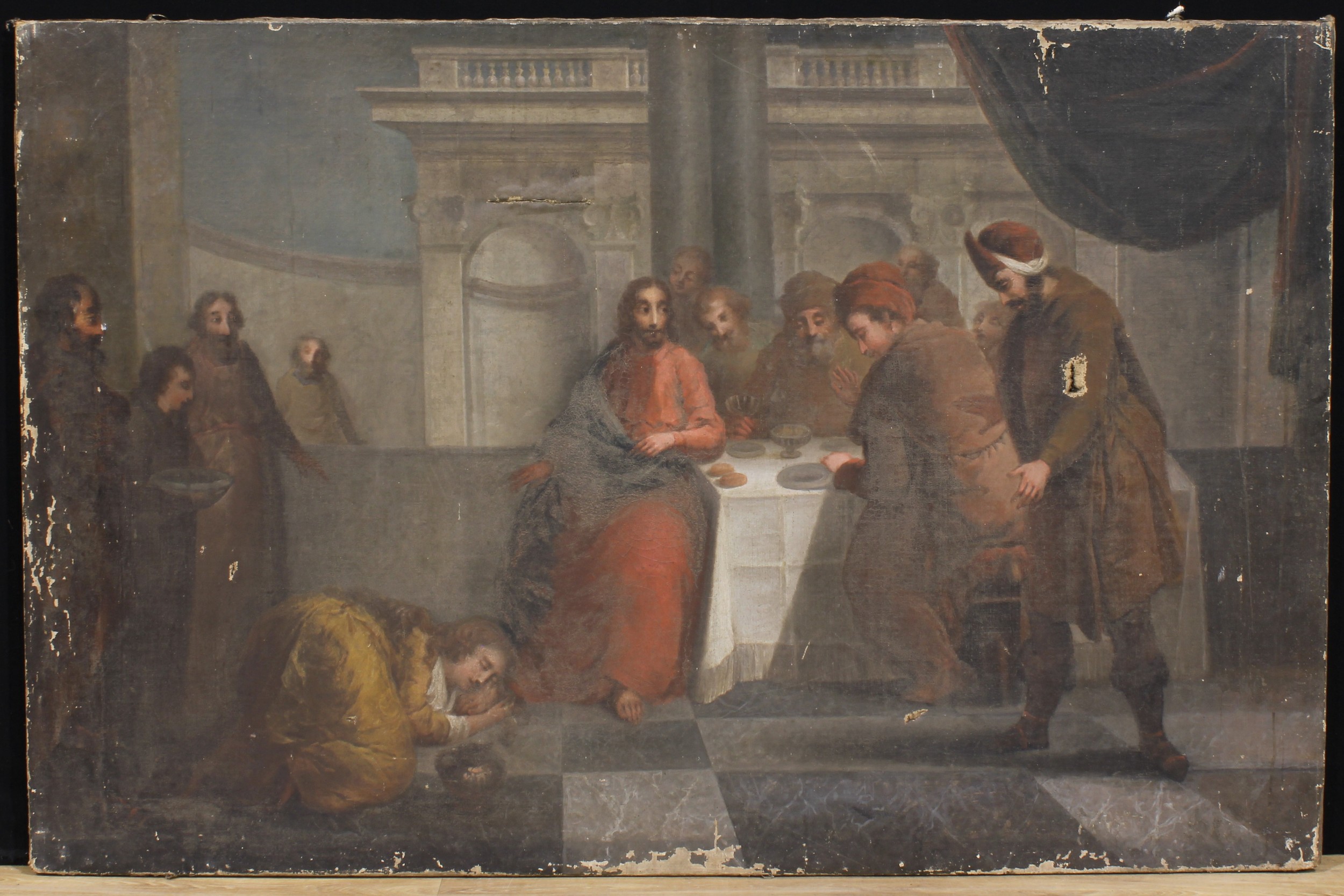 Continental School (19th century) a pair, The Last Supper and The Incredulity of Saint Thomas, oil - Image 4 of 5