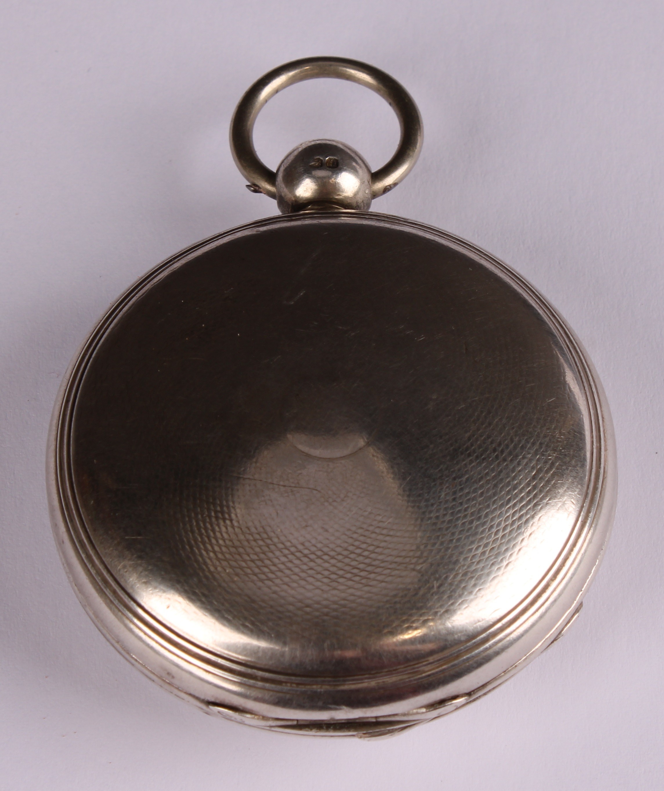 A Victorian silver hunter pocket watch, white enamel dial, Roman numerals, subsidary seconds dial, - Image 3 of 5