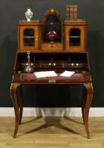 A 19th century Louis XV Revival gilt metal mounted rosewood and marquetry bonheur du jour or