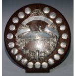 Sport - a George V silver presentation trophy shield, Fife Miners Welfare Billiards Trophy, embossed