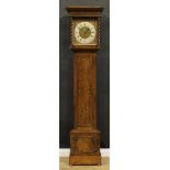 An 18th century style oak longcase clock, 30.5cm square brass dial with silvered chapter ring