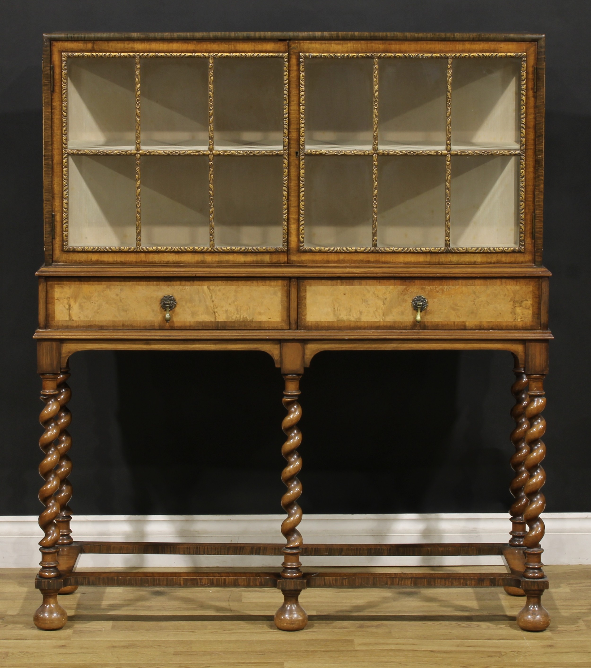 An early 20th century Queen Anne style walnut bookcase or display cabinet, by Hamptons, Pall Mall - Image 2 of 7