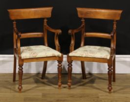 Miniature Furniture - a pair of diminutive William IV design bar back armchairs, scroll arms, drop-