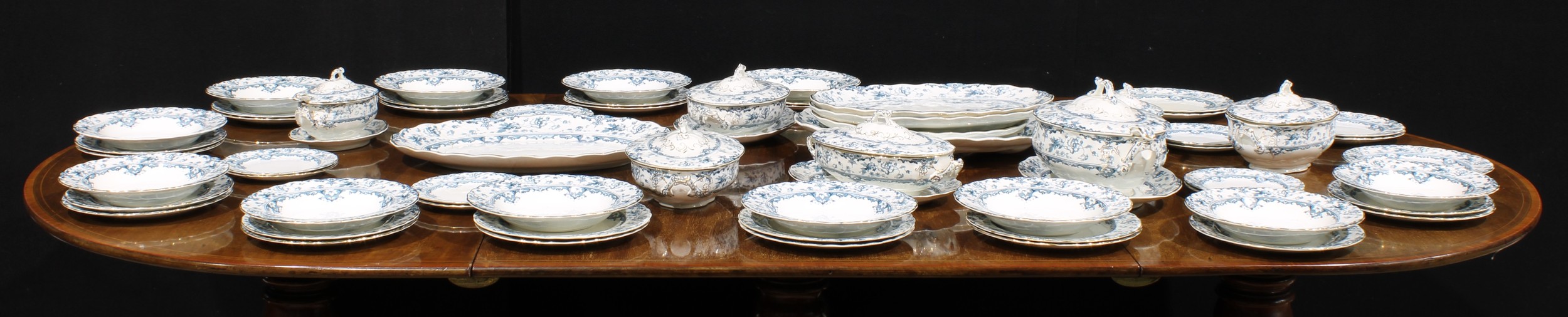 A 19th century Staffordshire Leighton Kew pattern dinner service, comprising soup tureen and