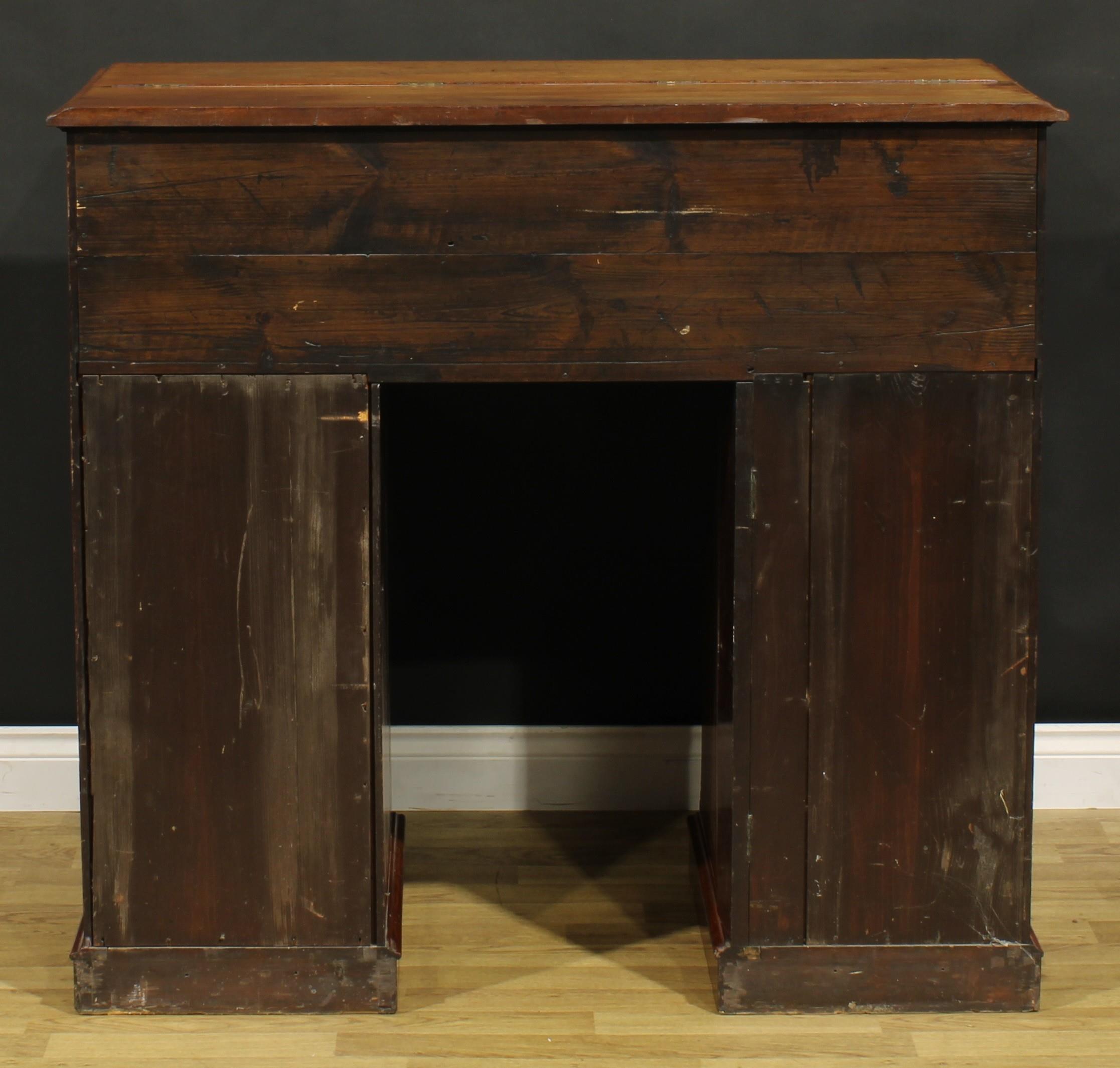 A Victorian mahogany secretaire kneehole desk, hinged top and fall front enclosing a tooled and gilt - Image 7 of 7