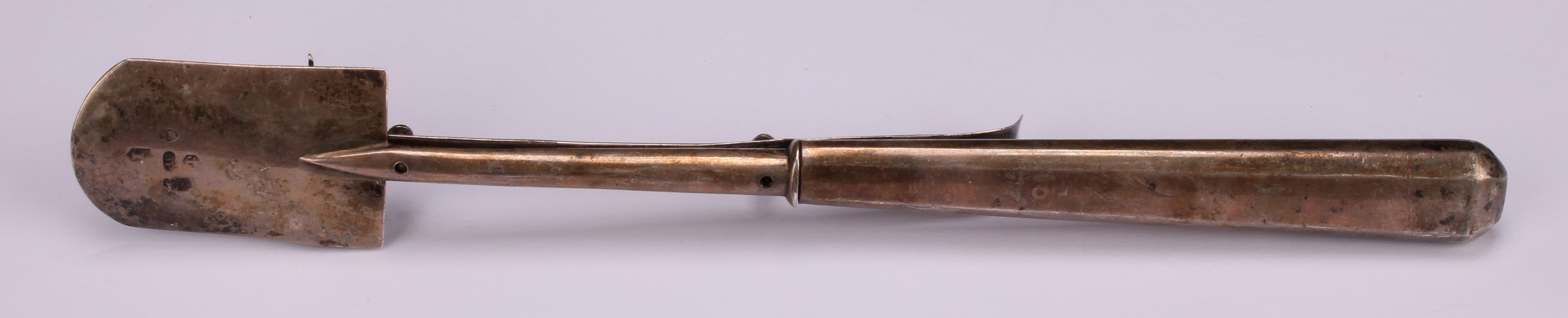 A George III silver mechanical stilton scoop, 20.5cm long, Samuel Pemberton, Birmingham 1809 - Image 3 of 4