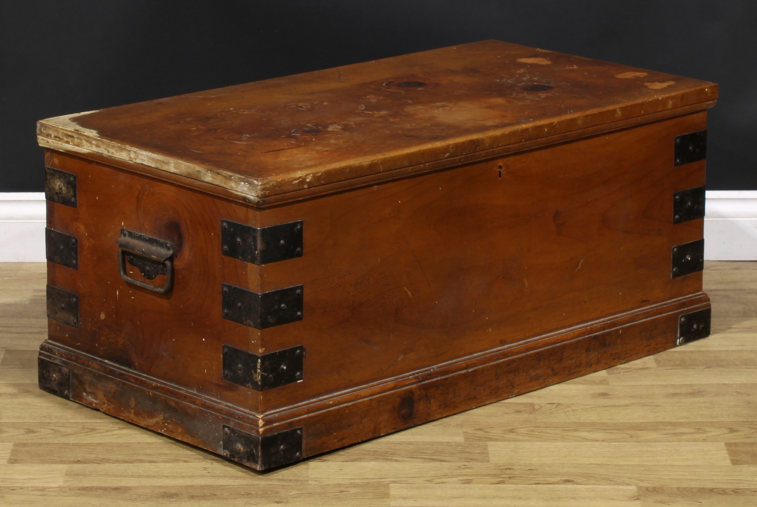 A late 19th century camphor primary sailor’s sea chest, hinged top, carry handles to sides, - Image 2 of 5