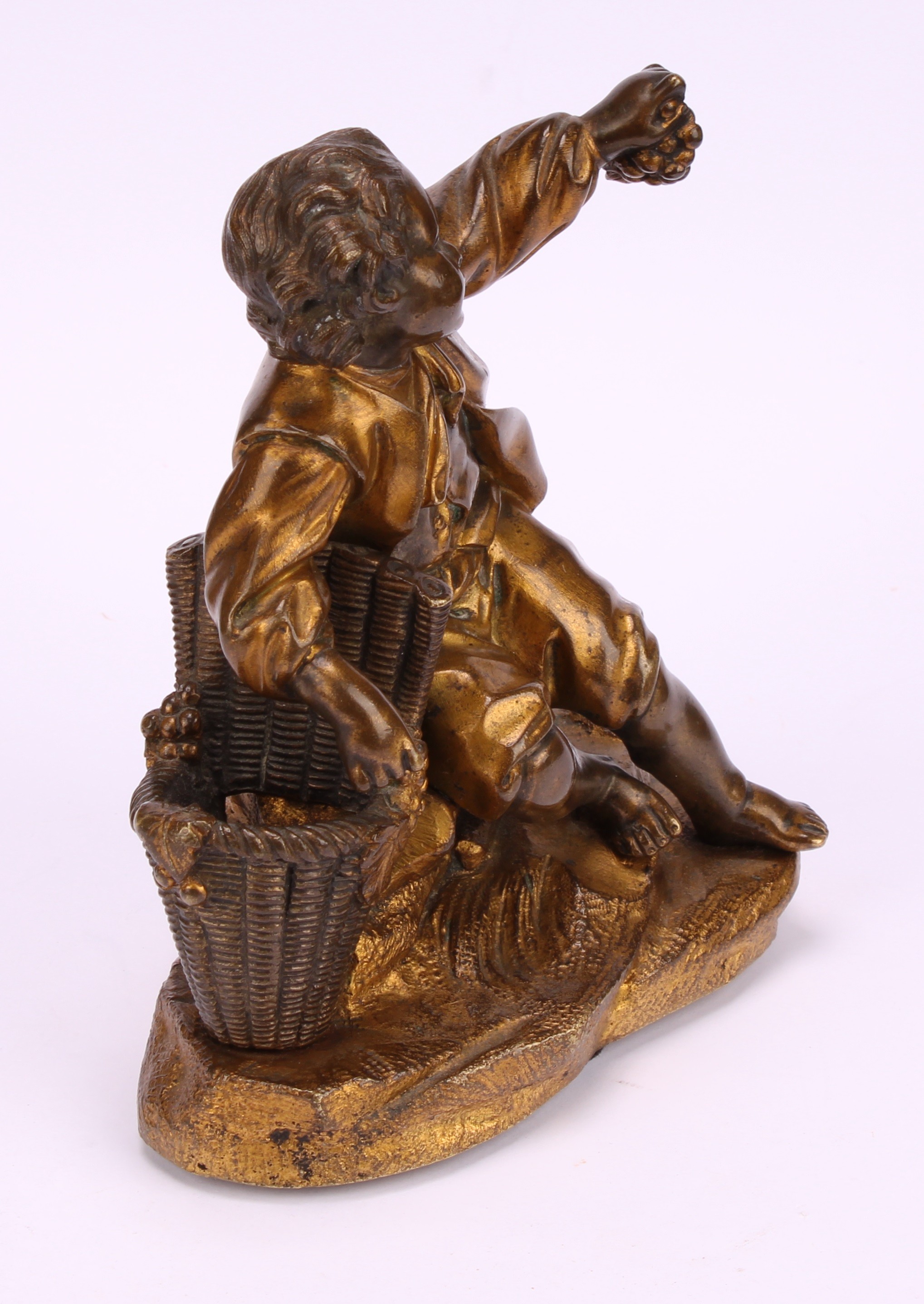 French School, late 19th century, a gilt bronze, Grape Picker, 13cm high; a silvered model, Sleeping - Image 4 of 13