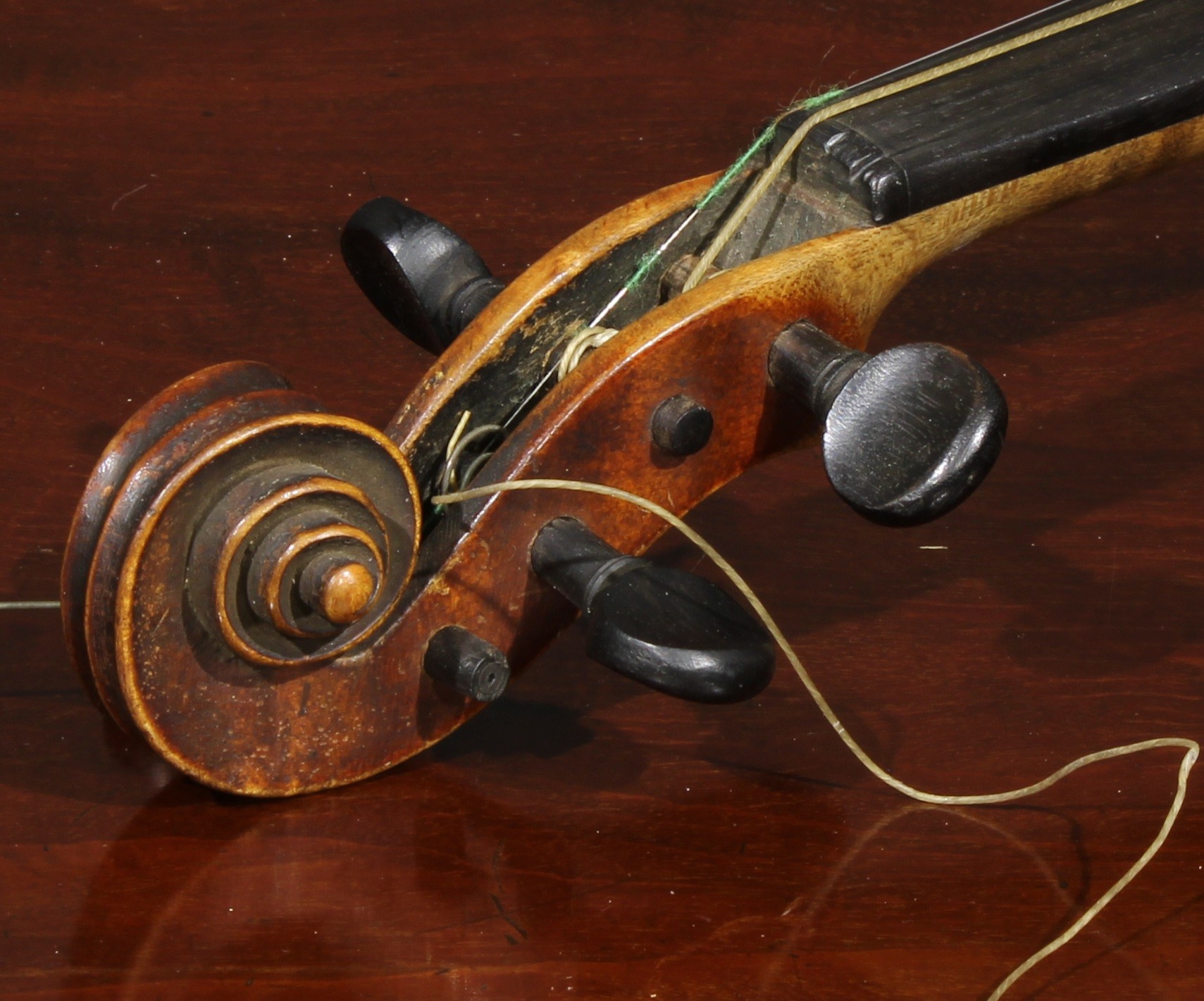 A violin, the two-piece maple back 35.5cm long excluding button, paper label printed Copy of Gio - Image 3 of 14