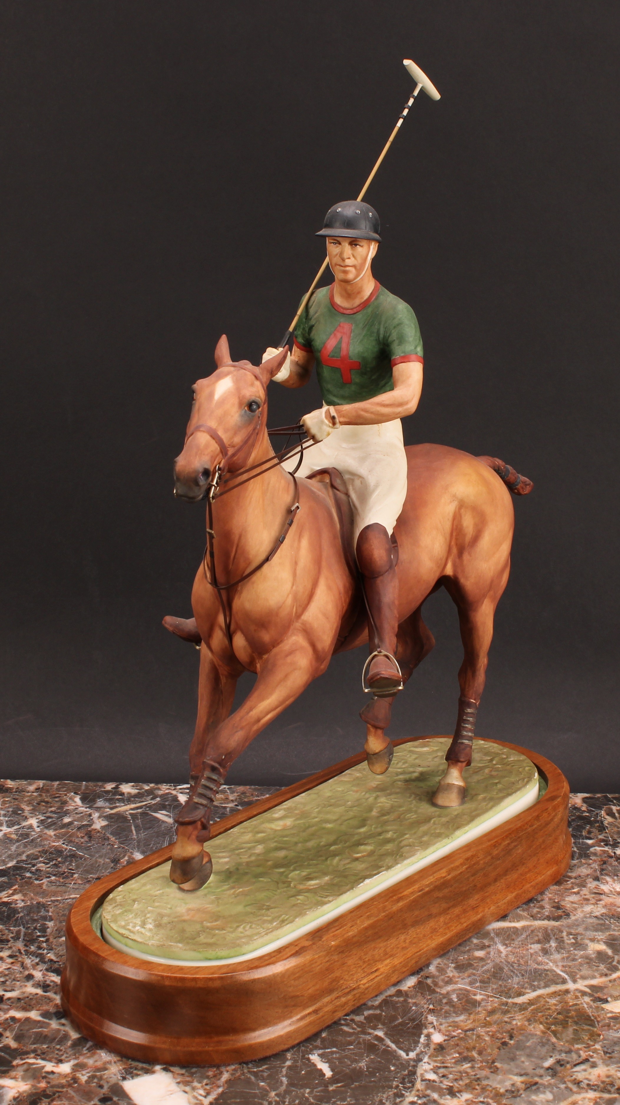 A Royal Worcester equestrian figure, H.R.H The Duke of Edinburgh, playing polo, limited edition no. - Image 3 of 4