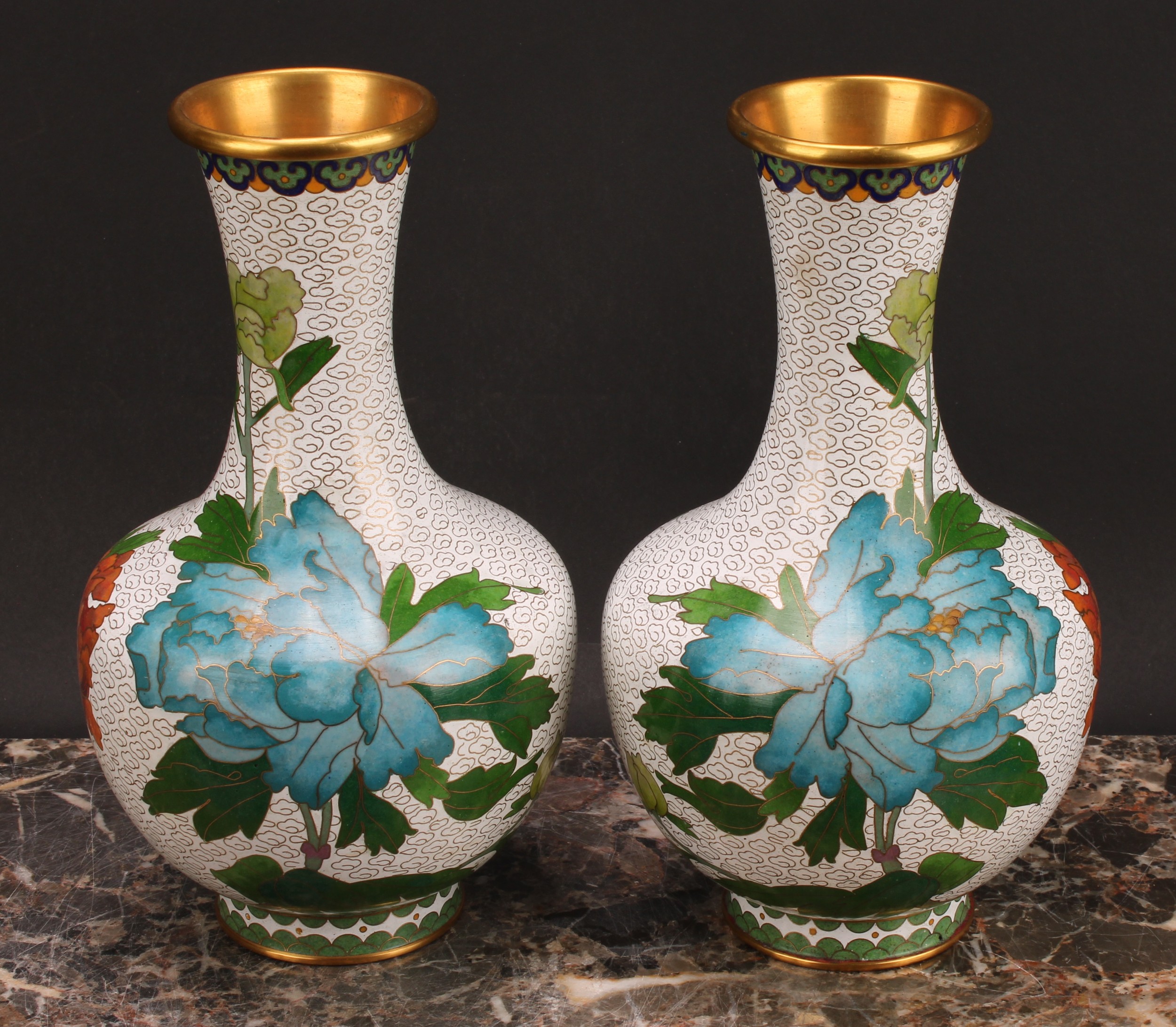 A pair of Chinese cloisonné enamel ovoid vases, 23cm high, 20th century; another pair, similar (4) - Image 5 of 6