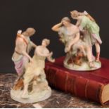 A 19th century K.P.M. Berlin porcelain figure group, Luna-Endimio, depicting Diana and shepherd,