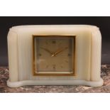 A mid-20th century onyx mantel clock, by Elliott, 9cm square silvered dial applied with Arabic