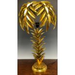 Interior Decoration - a contemporary faux gold leaf table lamp, in the form of a Palm tree, 54cm