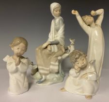 Ceramics - a Lladro figure, 4576, Shepherdess, 23cm high; another, 4870, Boy Awakening, 22cm high;