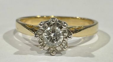 A 9ct gold solitaire ring, size K/L, marked 375, tests as diamond, 2.3g