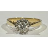 A 9ct gold solitaire ring, size K/L, marked 375, tests as diamond, 2.3g