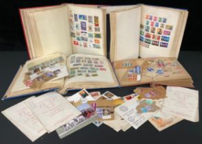 Stamps - four stamp albums, British Commonwealth, GV - QEII, 2/3 all world A-Z, good China