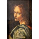 John Rosso (Italian School), after Leonardo de Vinci, Angel, signed, oil, 27cm x 17cm