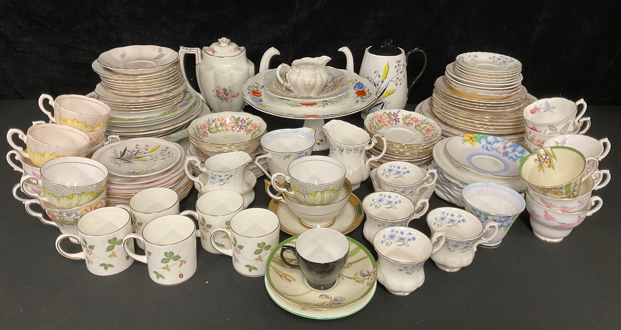 Ceramics - a Paragon Country Lane pattern part dinner and tea service; a Coalport Junetime coffee