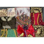 Textiles - hand embroidered waistcoats, cushion covers; Paisley throws/shawls; etc