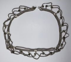 Jewellery - an Indian white metal wedding belt, 77cm long