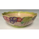 Ceramics - a large Crown Ducal Charlotte Rhead bowl, 3797 Hydrangea pattern, 25cm diameter