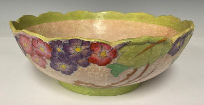 Ceramics - a large Crown Ducal Charlotte Rhead bowl, 3797 Hydrangea pattern, 25cm diameter