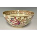 Ceramics - a Bursley ware Charlotte Rhead TL76 Wind Tossed Tulip bowl, 22cm diameter