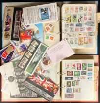 Stamps - box of material including two large All World folders, loose and GB packs, 1st and 2nd