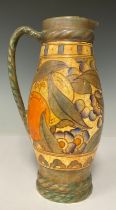 Ceramics - a Bursley Ware Charlotte Rhead jug, TL5 pattern, 23cm high