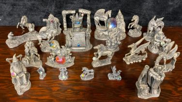 A collection of W.A.P.W. Myth & Magic pewter figures, including The Tranquil Moment, Runelore,