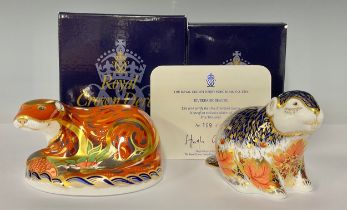 Royal Crown Derby paperweight, Riverbank Beaver, limited edition 169/5,000, 21st anniversary special