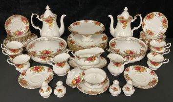 A Royal Albert Old Country Roses pattern dinner and tea service, including pair of vegetable